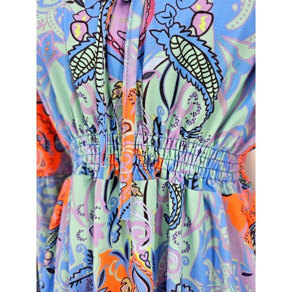 Bohemian Smocked Waist Bell Sleeves Dress Large - Picture 7 of 12